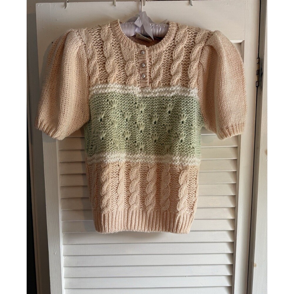 VTG Colter Bay International Hand knit Sweater top M Grandma Cottagecore 1980's